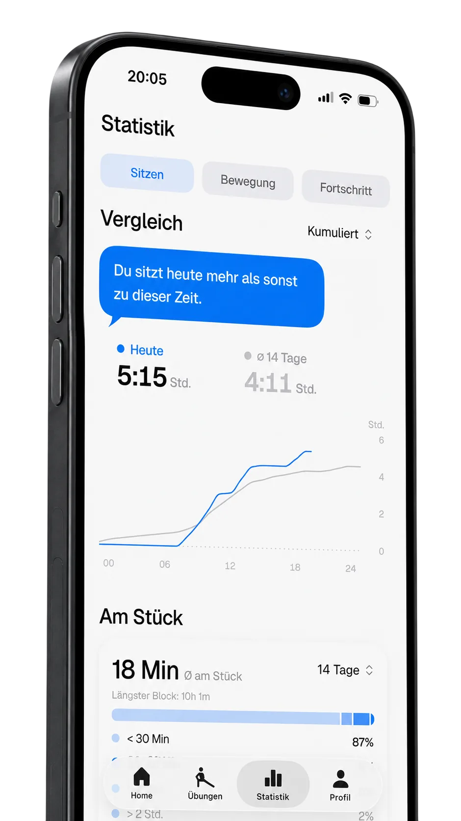 Weiterer Screen der SitBetter-App
